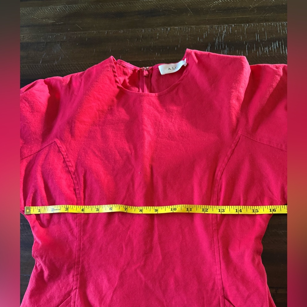 A.L.C. Valenti Puff Sleeve Fitted Red Mini Dress size 4 - Picture 12 of 14